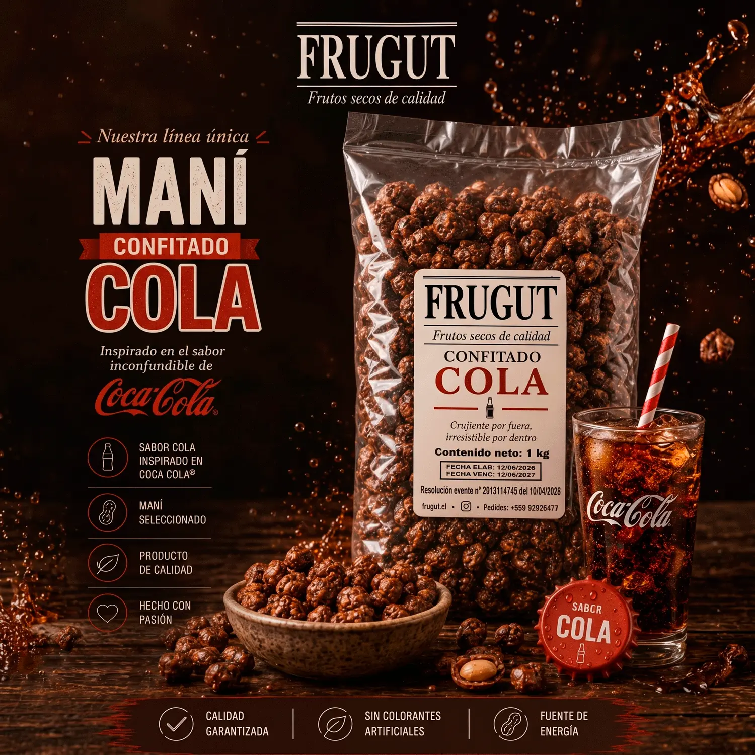 confitado-coca-cola Maní confitado sabor cola cola - Imagen 1